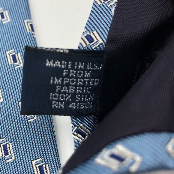 Polo by Ralph Lauren Blue and White Hand Made Silk Tie - Picture 4 of 5